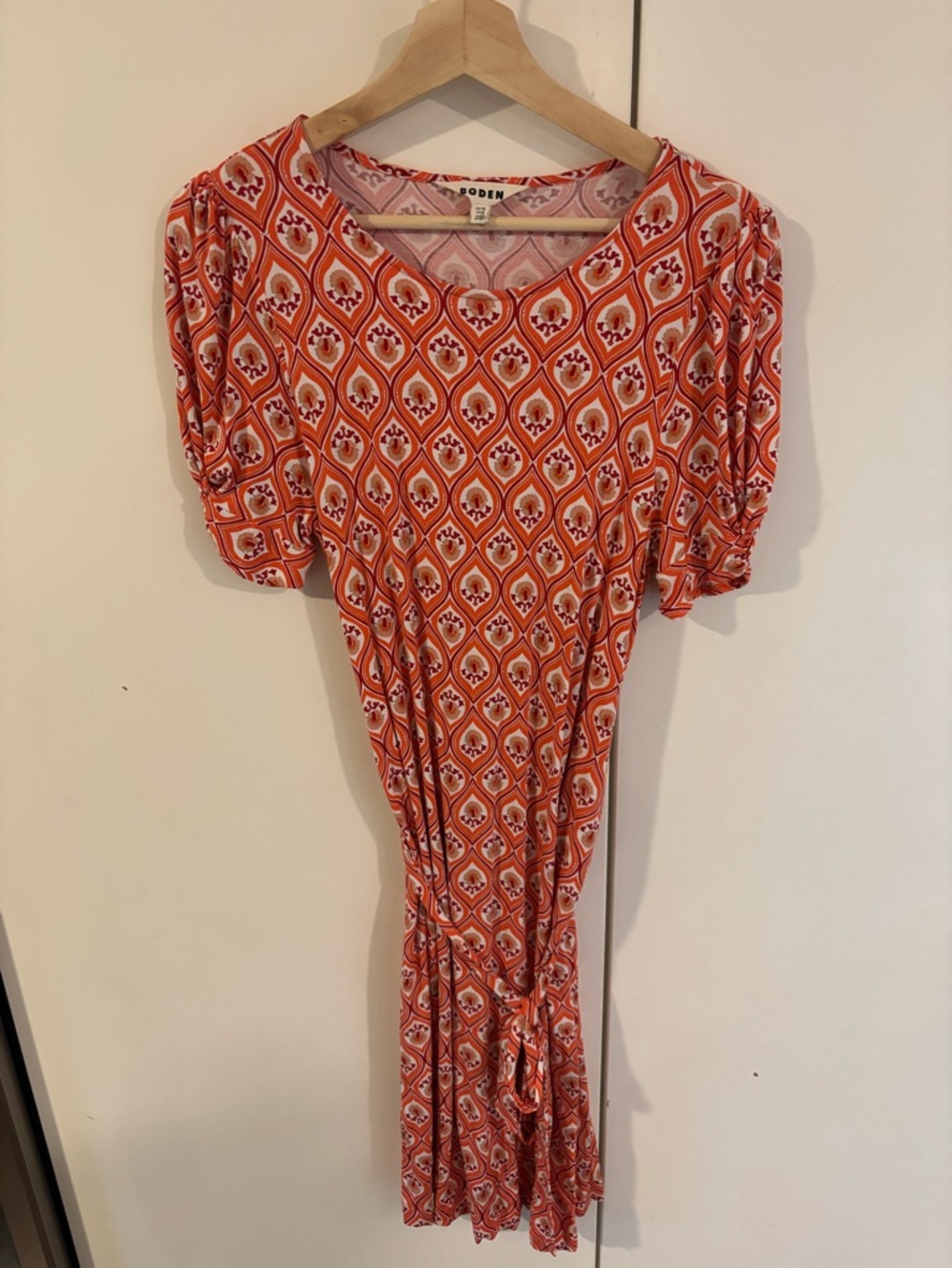 Boden Orange Geometric Midi Dress
